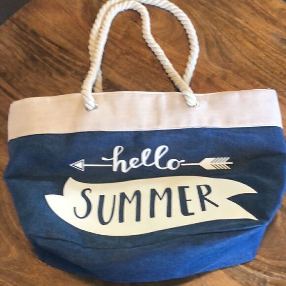 Judson & Co Canvas tote bag with "Hello Summer"-23" x 13" NWOT - Picture 2 of 5